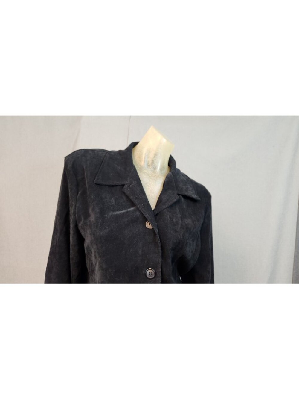 Vintage Briggs Solid Black Long Slv 5 Button Blazer Jacket Top WOMENS MEDIUM USA - Picture 2 of 6